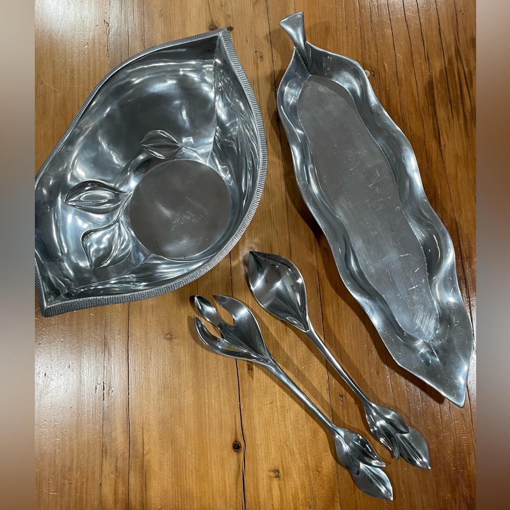 Reed & Barton Salad Bowl, Serving Spoons and Bread Tray